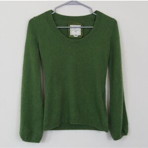 Old Navy 100% Cashmere Green Scoop Neck Sweater Sz XS bell sleeves grass green